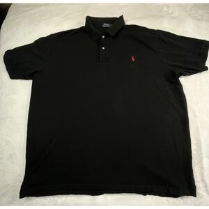 POLO Ralph Lauren Mens 4XLT Polo Shirt Black Pique Cotton